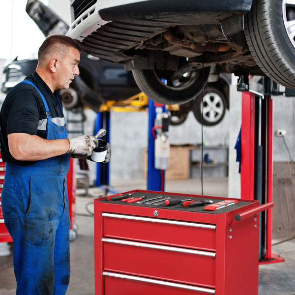 Steel Maintenance Tool Cart – 4-Drawer Mobile Bottom Cabinet with Wheels